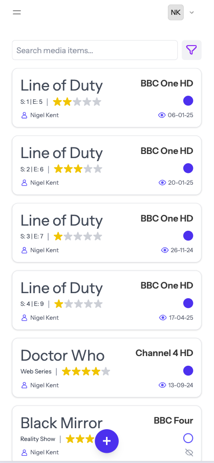watchedontv Mobile App - Track your shows and movies