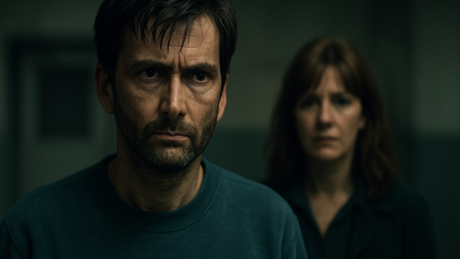 Cinematic photograph depicting David Tennant - Time TV Show.